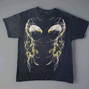 Vintage Double Eagle Lightning T Shirt All Over Print Bald Eagle Biker XL